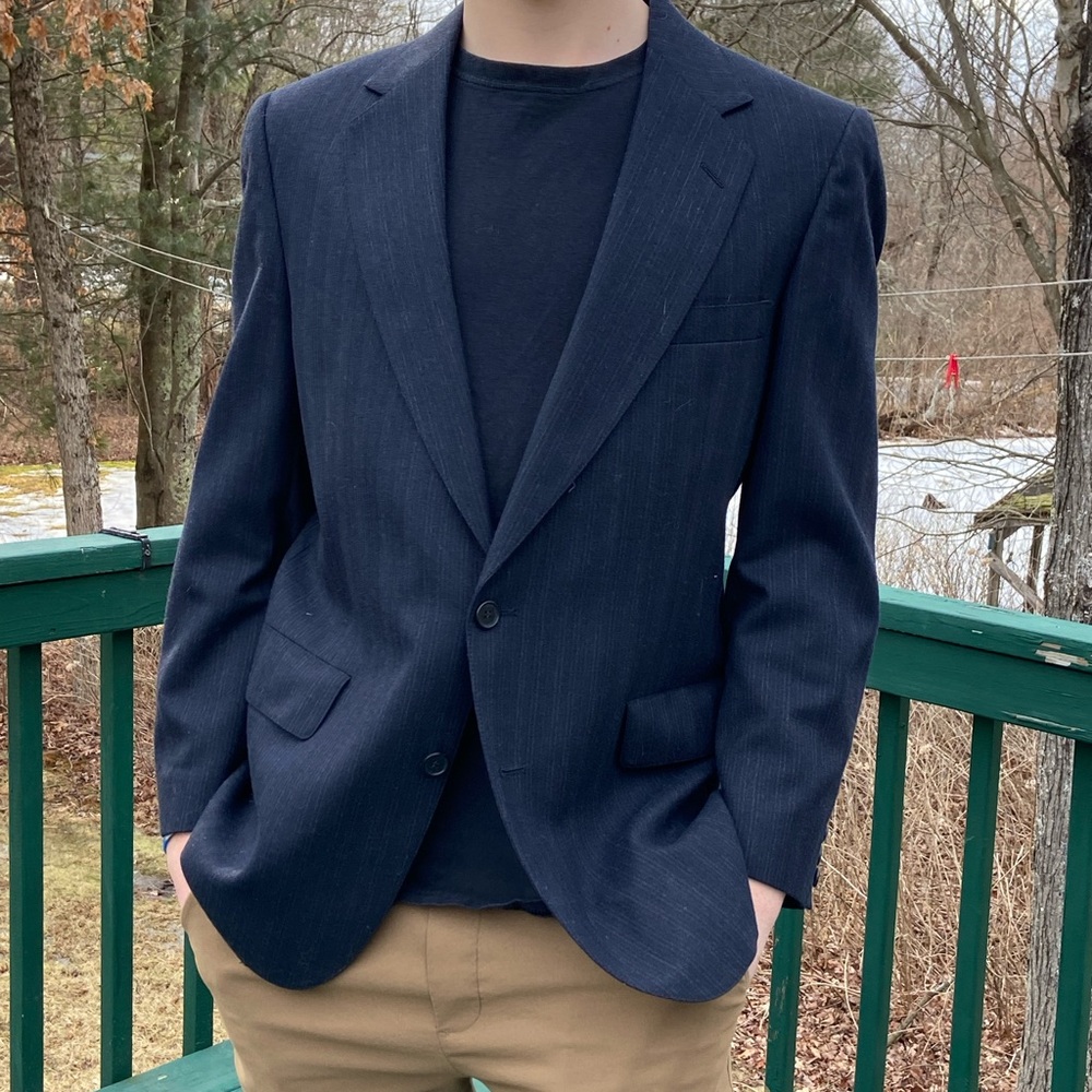 Vintage Classic Blue Sport Coat with Pinstripes